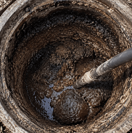 Septic tank before professional pumping and cleaning